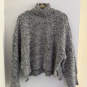 Chunky Knit Turtleneck Sweater - Black and White Madewell